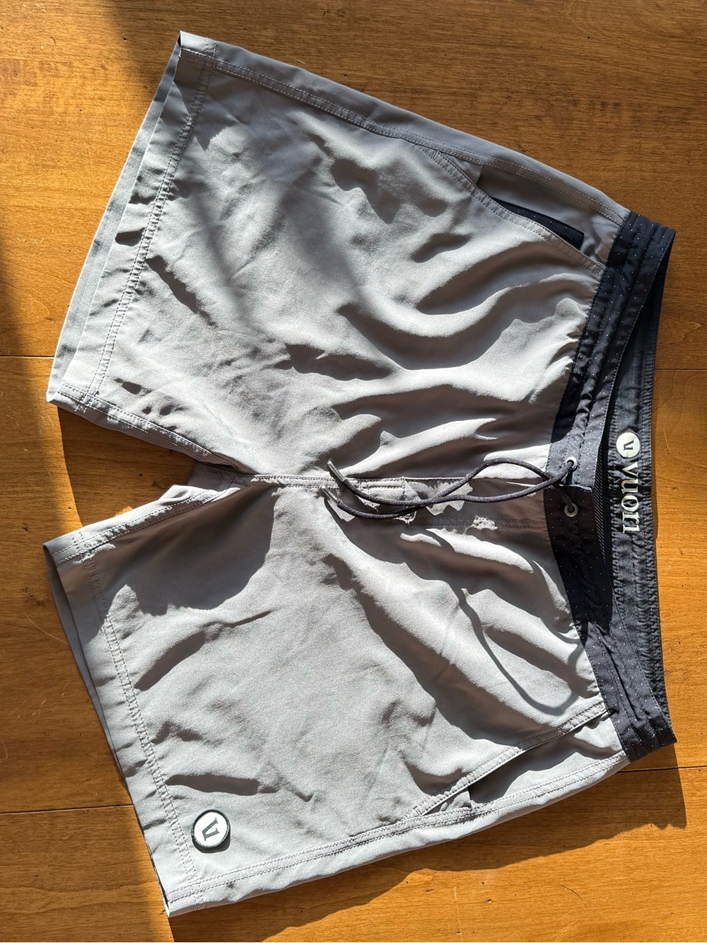 Vuori Men's Gray Swim Board Shorts with Black Waistband